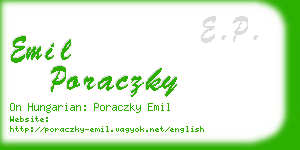 emil poraczky business card